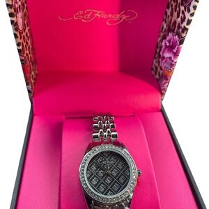 Ed Hardy Silver and black Women's Watch